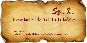 Szentmiklósi Kristóf névjegykártya