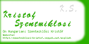 kristof szentmiklosi business card